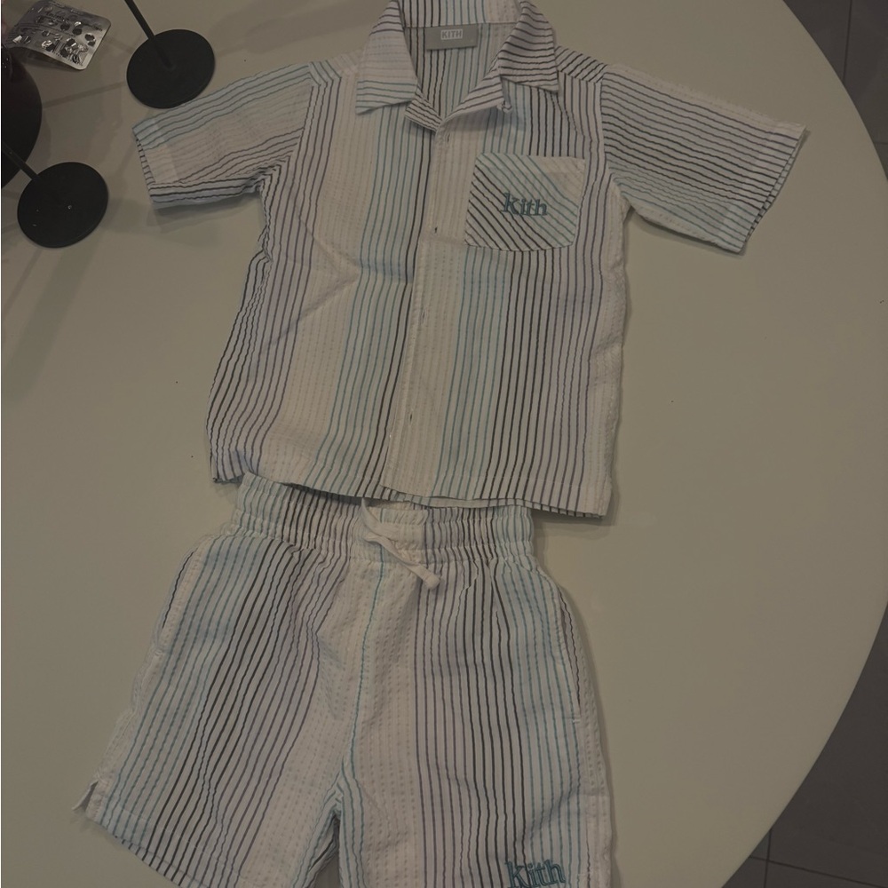 Kith Kids Striped Matching Set - White and Blue - Picture 2 of 2